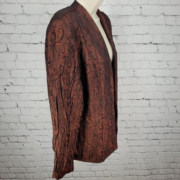 VTG Karen Miller Red & Gold Metallic Brocade Open Lined Jacket USA Made Size 16 - Picture 14 of 14